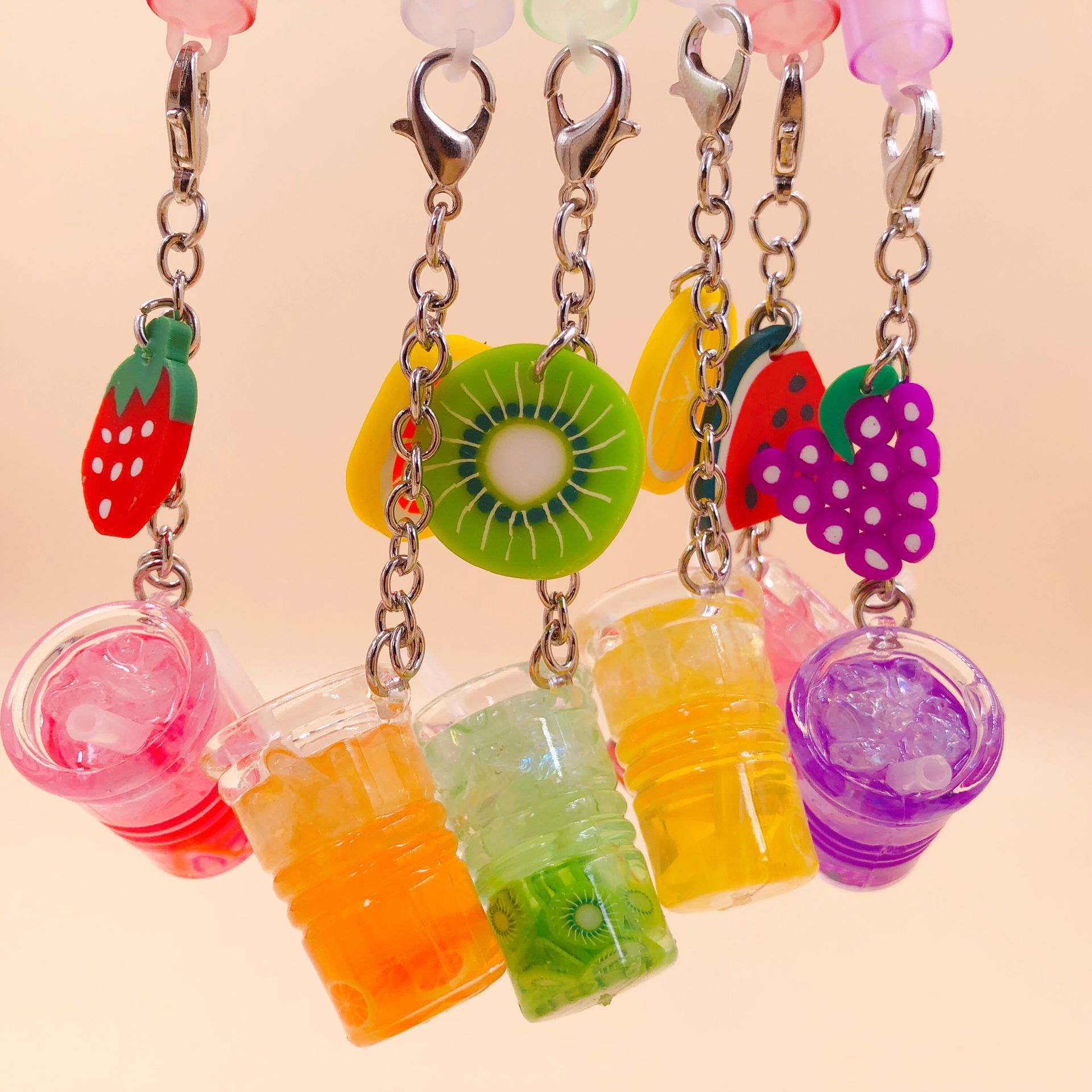 韩版卡通硅胶中性笔 秋子水果派果汁吊坠中性笔 36支一盒