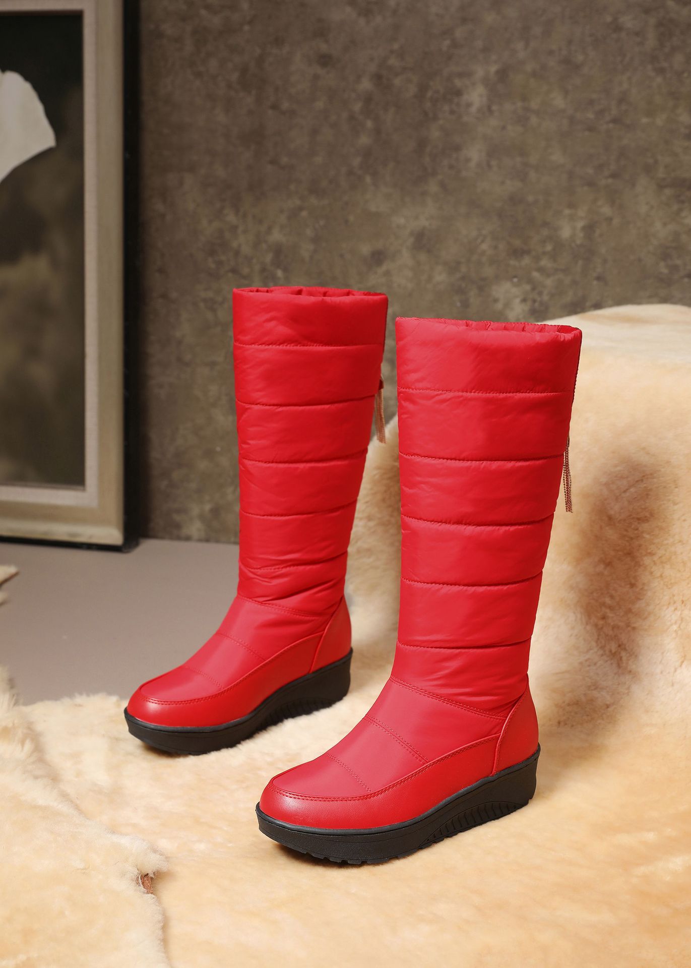 2019年冬季新品舒适平底大码40-44女式保暖高女羽绒雪地靴外贸