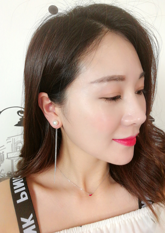 气质简约珍珠耳线女 百搭长款流苏耳环超仙一款两戴修饰圆脸耳钉