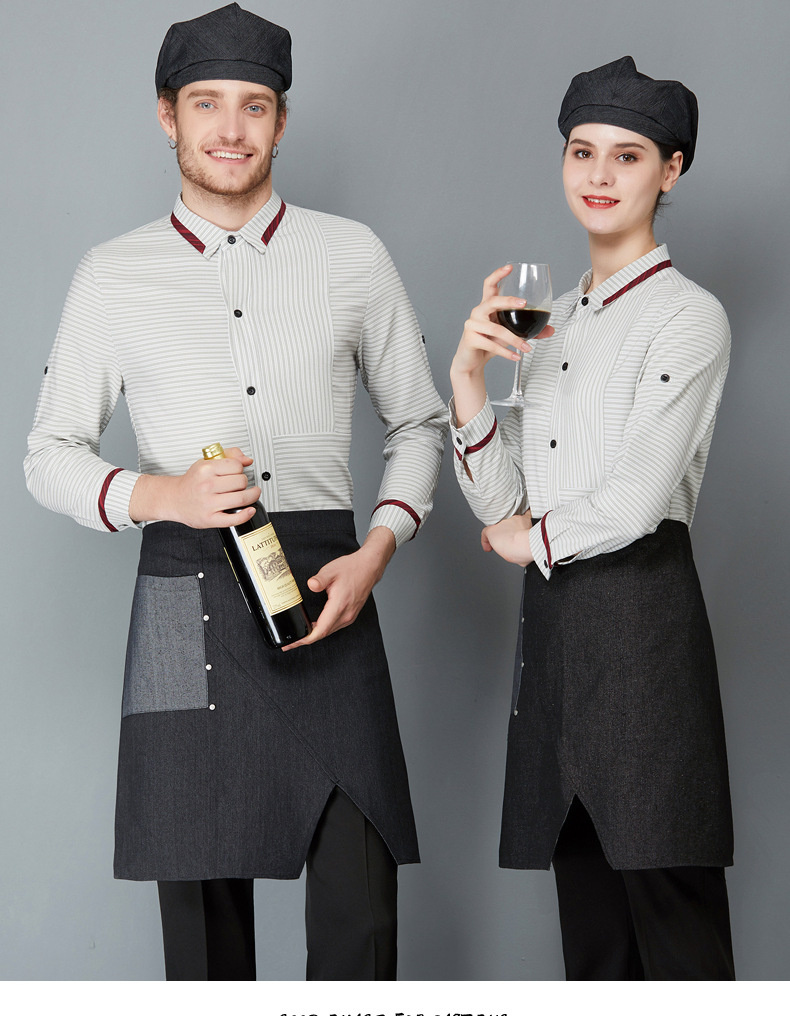 餐饮服务员工作服长袖西餐咖啡厅火锅饭店奶茶甜品店服装秋冬装女