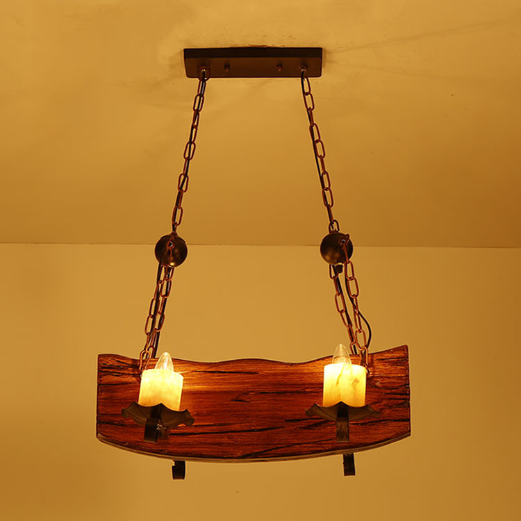 American Retro Distressed Accessories Boat Wooden Chandelier Restaurant Bar Counter Internet Coffee Clothing Store Industrial Style Solid Wood Lamps