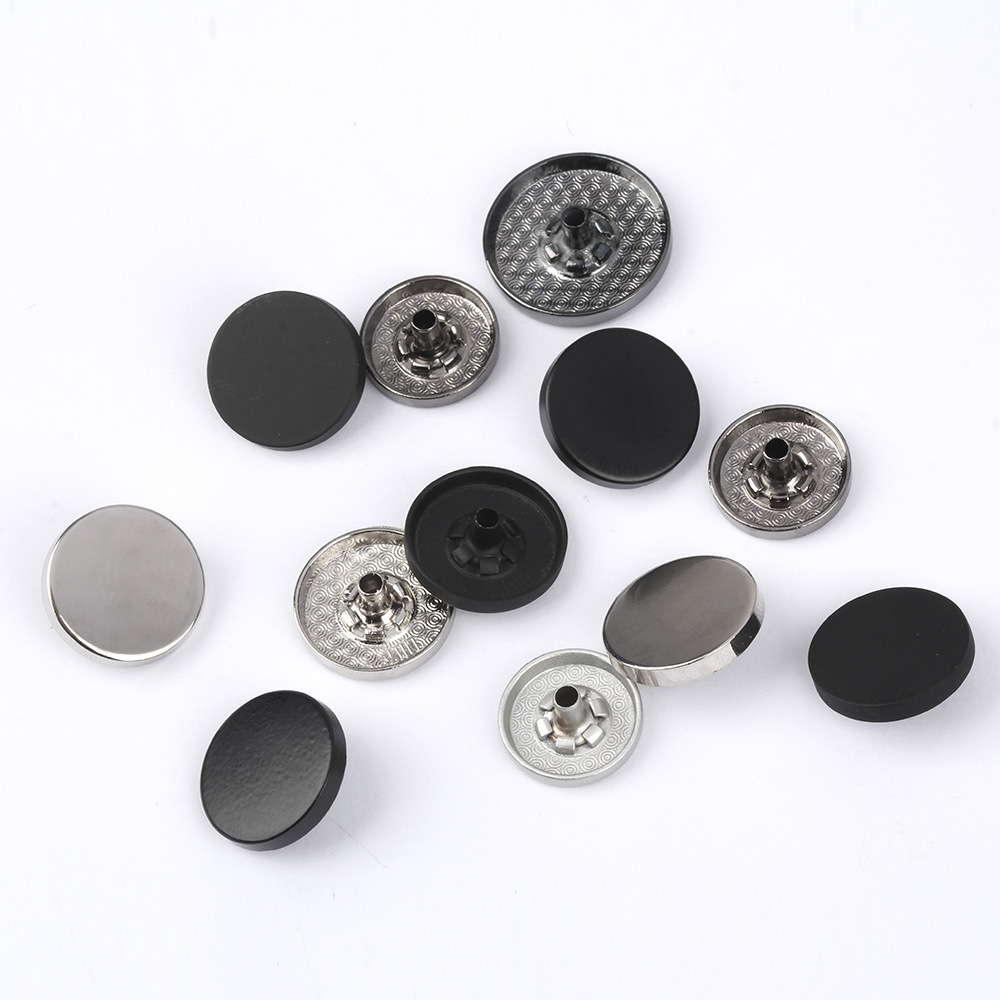 锌合金平面四合扣 外衣服装暗扣 金属铁按扣挂镀面板光面五金钮扣