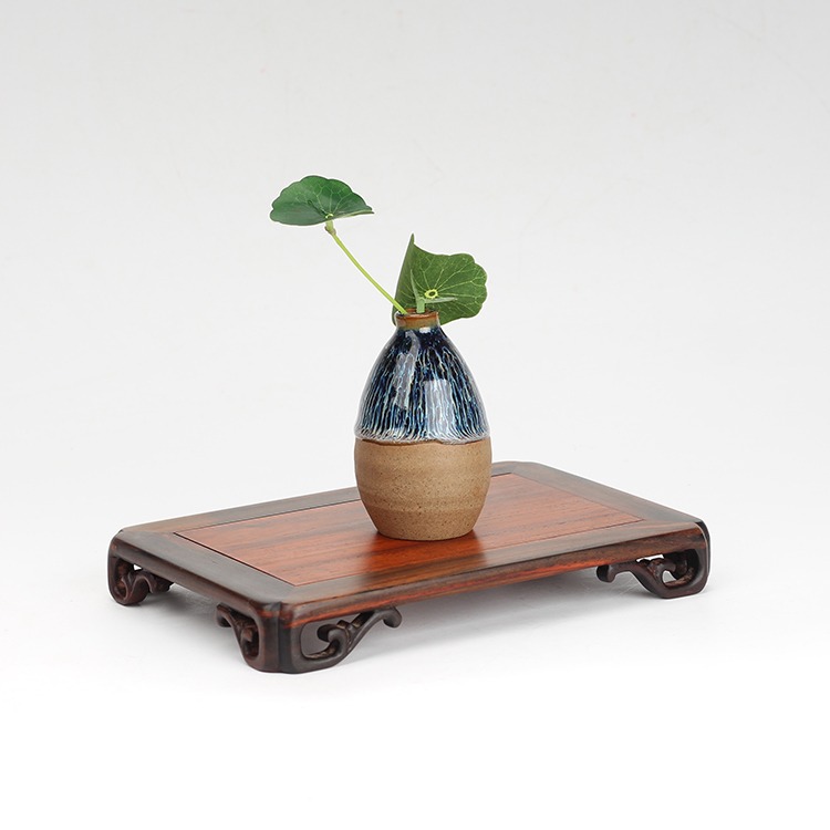 红木独板大红酸枝长方形明式底座花瓶奇石实木底座微型摆件盆景架