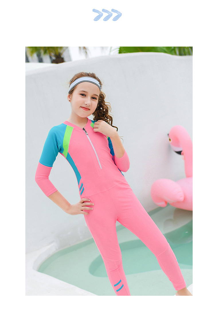 夏季新款儿童潜水服户外长袖连体泳衣防晒速干中小童泳装一件代发