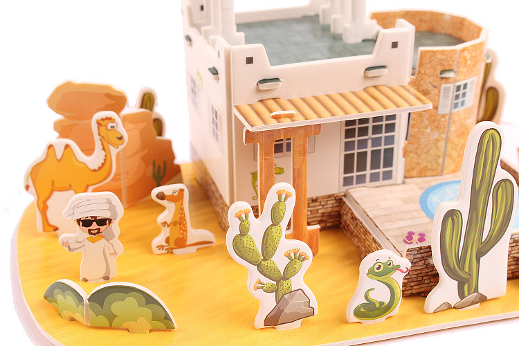 特价纸质3d立体拼图儿童益智手工玩具模型diy建筑纸拼图手工材料