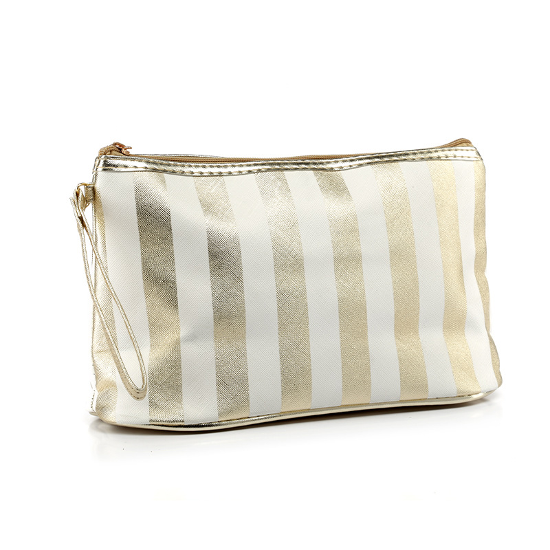 Korean Style Women's Striped Clutch Cosmetic Storage Bag Travel Portable and Versatile Beauty Bag Factory Direct Sales