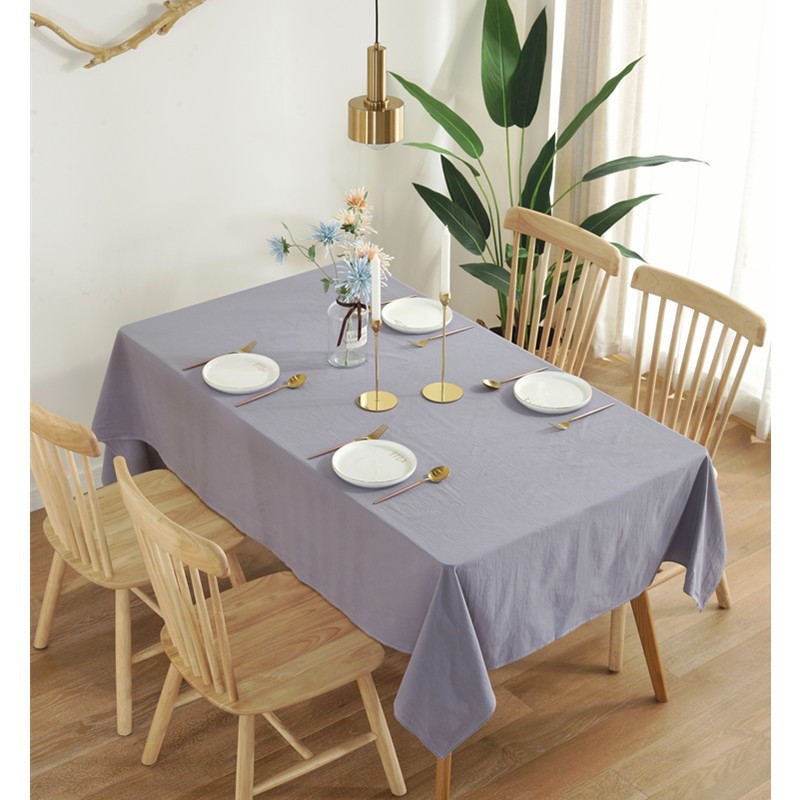 北欧简约纯色褶皱水洗棉桌布台布 长方形会议室盖布学生宿舍布艺