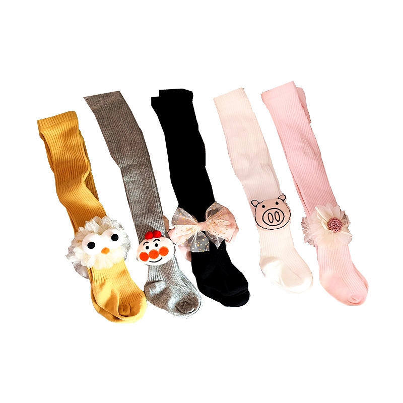 Children's Panty-Hose 2023 Spring New Combed Cotton Boneless Panty-Hose Three-Dimensional Cartoon Animal Head Baby Leggings