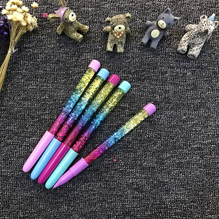 韩国抖音网红笔 仙女少女心魔法棒笔 水晶中性笔流沙渐变中流动笔