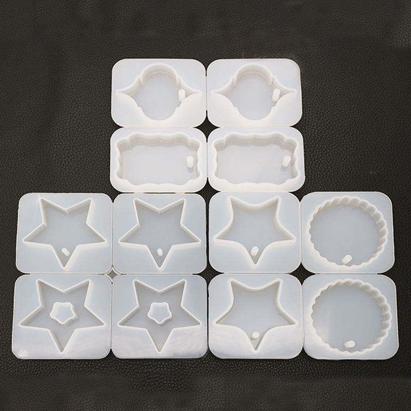 diy水晶滴胶模具心形圆形波浪挂牌手工吊坠树脂硅胶模具厂家现货