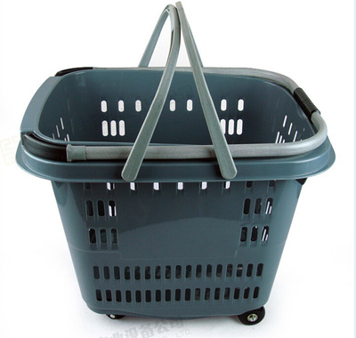 拉杆超市购物篮带轮拉杆式超市购物篮子手拖式购物篮子菜篮子包邮