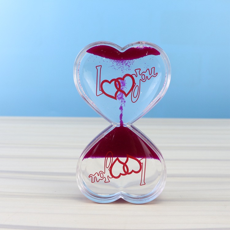 批发亚克力桃心浮沙 创意心心相印沙漏 爱情计时器情人节礼品