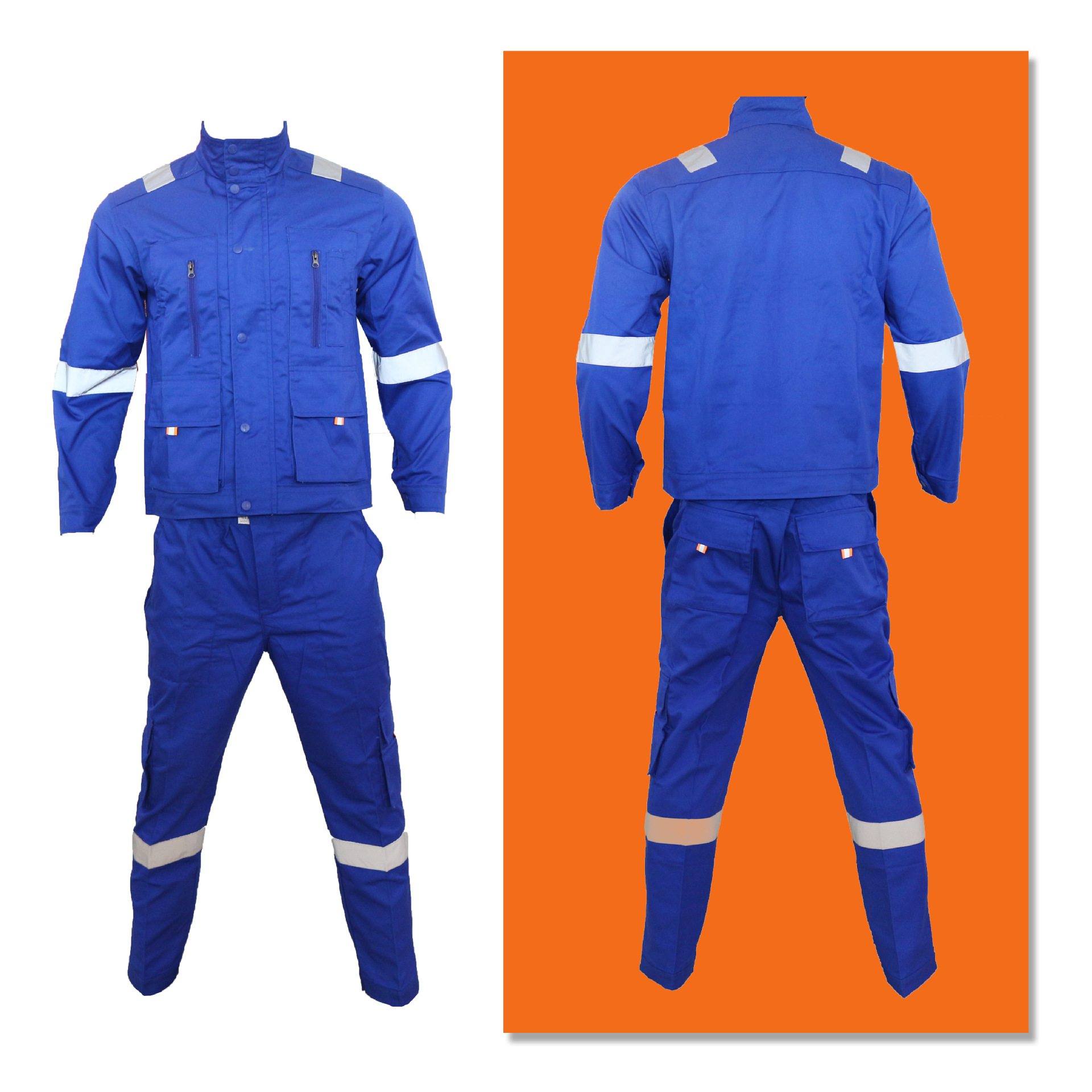 新款涤棉分体服带反光条厚款车间工厂工作带长袖劳保工人分体服