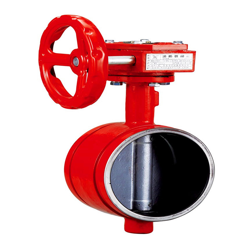 消防3c认证手动涡轮沟槽对夹信号蝶阀dn150阀门dn200