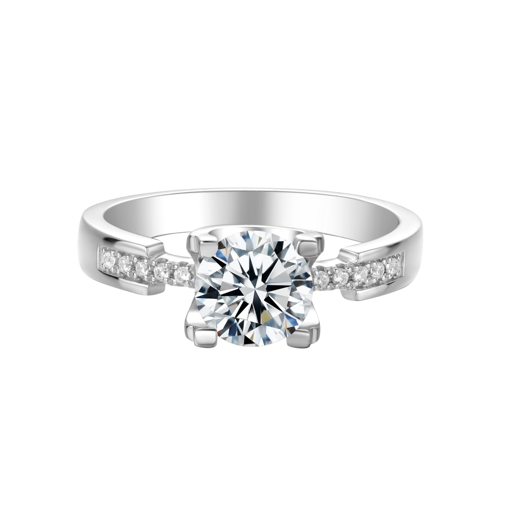 培育钻石厂家直供牛头小蛮腰款批发人造一克拉钻石情侣结婚戒指女