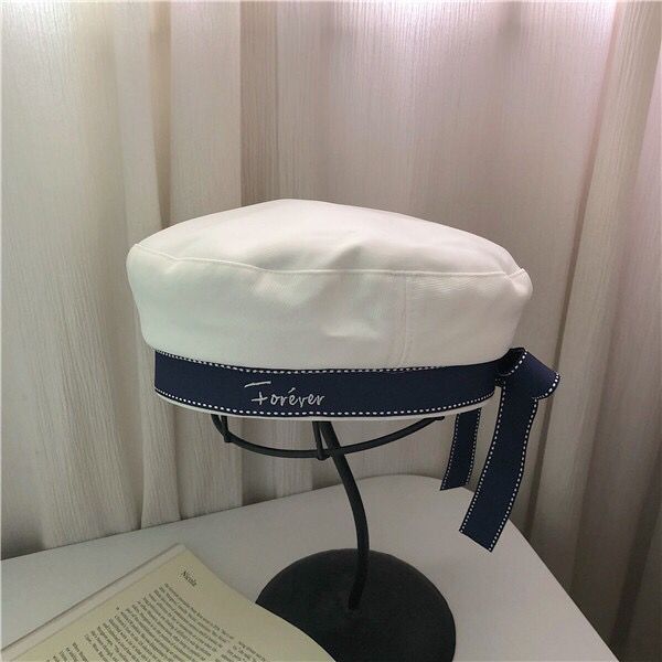 白色贝雷帽夏季透气薄款海军帽女春夏海军风帽子水手帽夏天画家潮