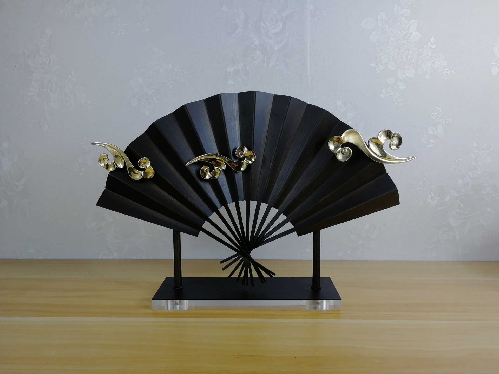 新中式饰品祥云创意扇形玄关摆件样板房间展厅客厅电视柜扇子摆件