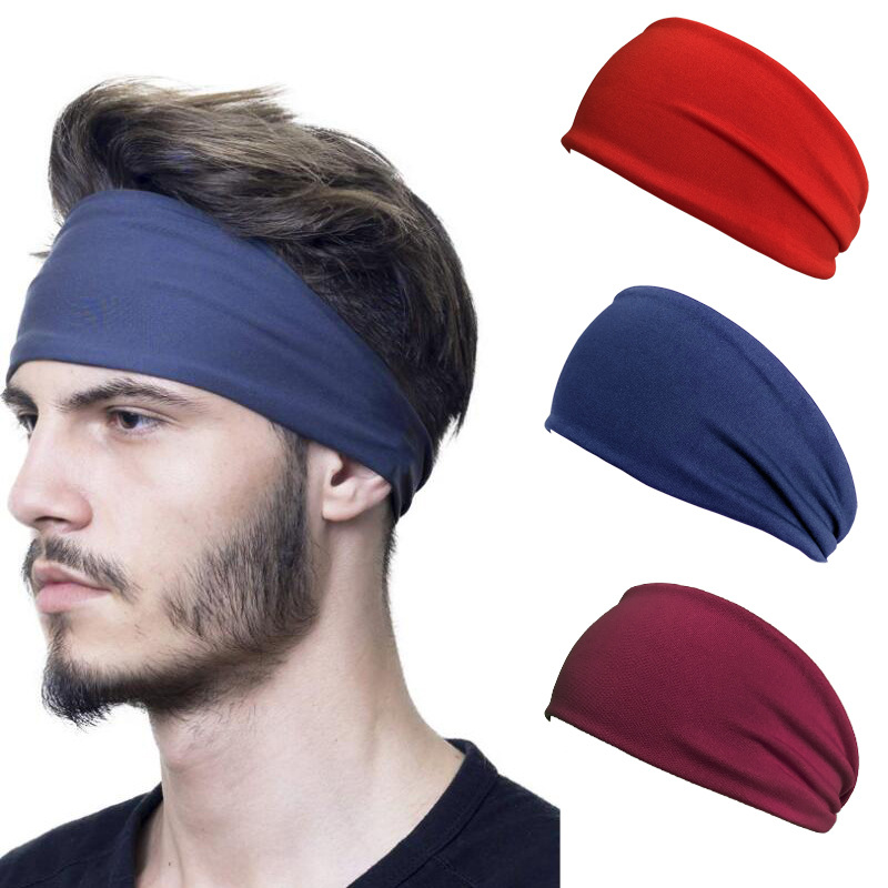 European and American Men's Exercise Hair Band Yoga Sweat Absorbing Running Workout Headband Stretch Cotton Headscarf Women's Solid Color Hair Band