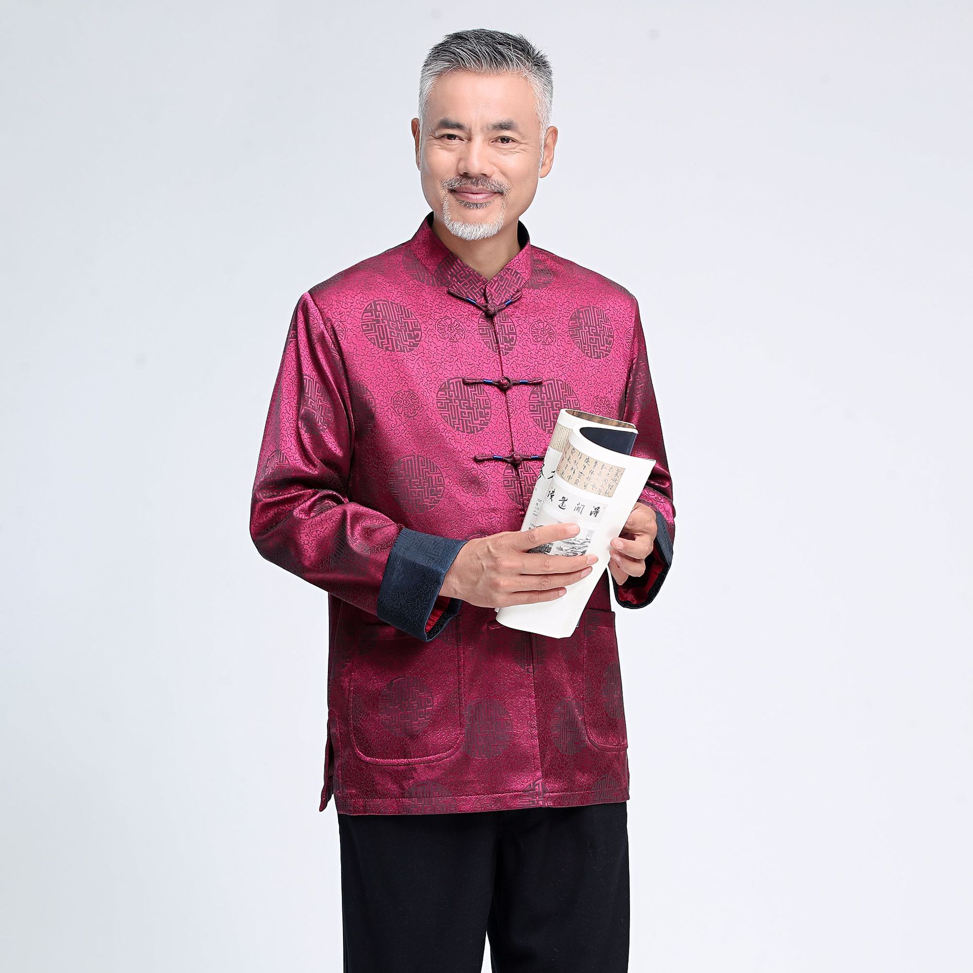 男士秋冬长袖唐装,加绒千喜秋冬装上衣2821 中老年唐装