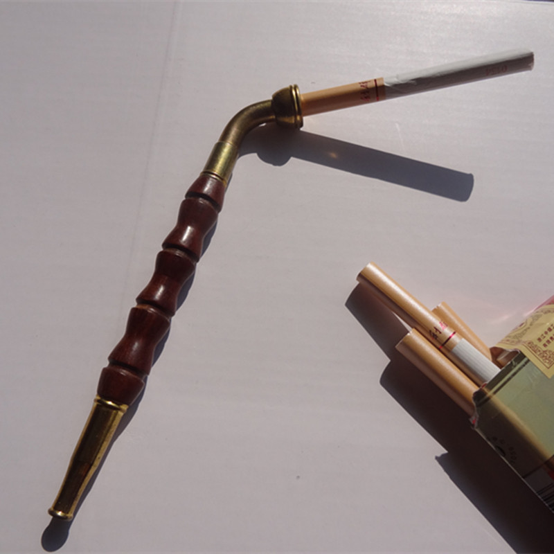 2019款雕刻竹节过滤烟杆.双用吸烟锅过滤芯可反复拆装清洗长烟斗