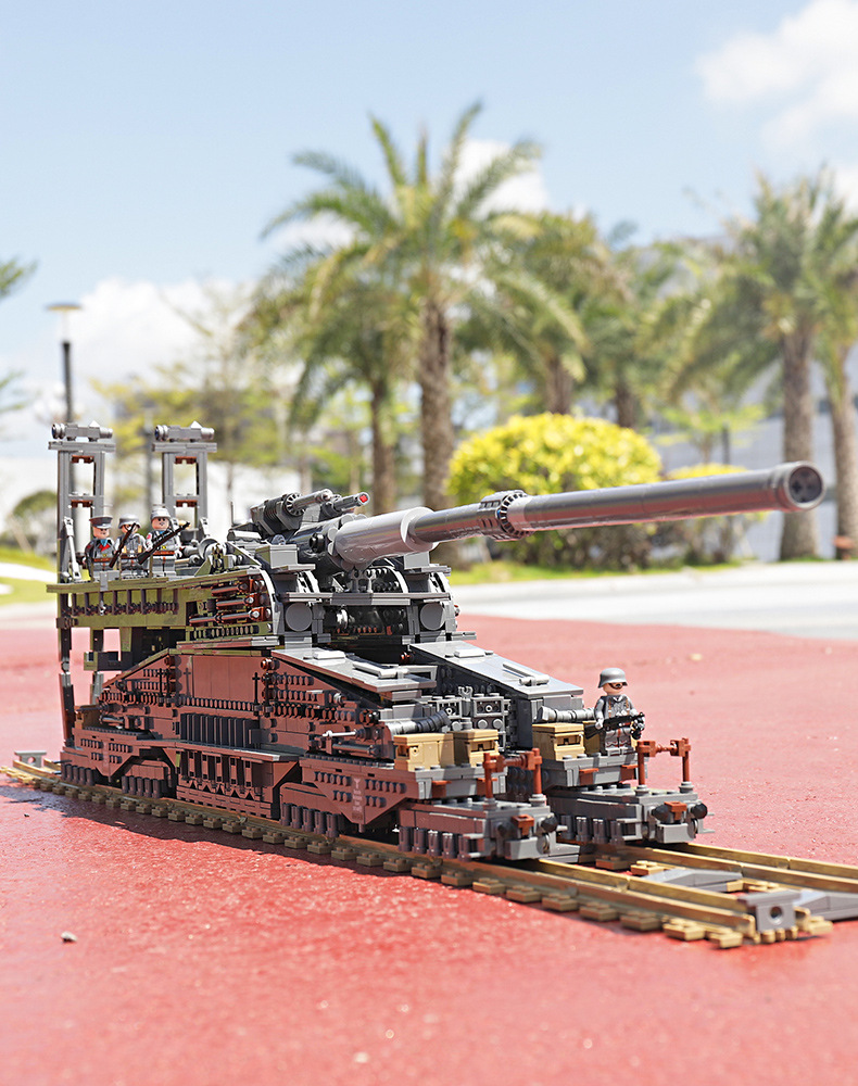 开智10005多拉巨炮古斯塔夫列车炮模型大型积木大人难度拼装玩具