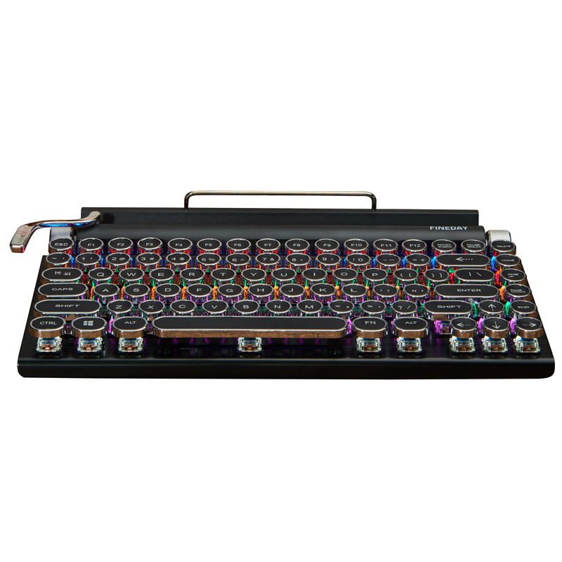Dot Retro Typewriter Mechanical Keyboard Punk Key Cap Mobile Phone Tablet Mac Bluetooth Real Mechanical Keyboard Cross-Border