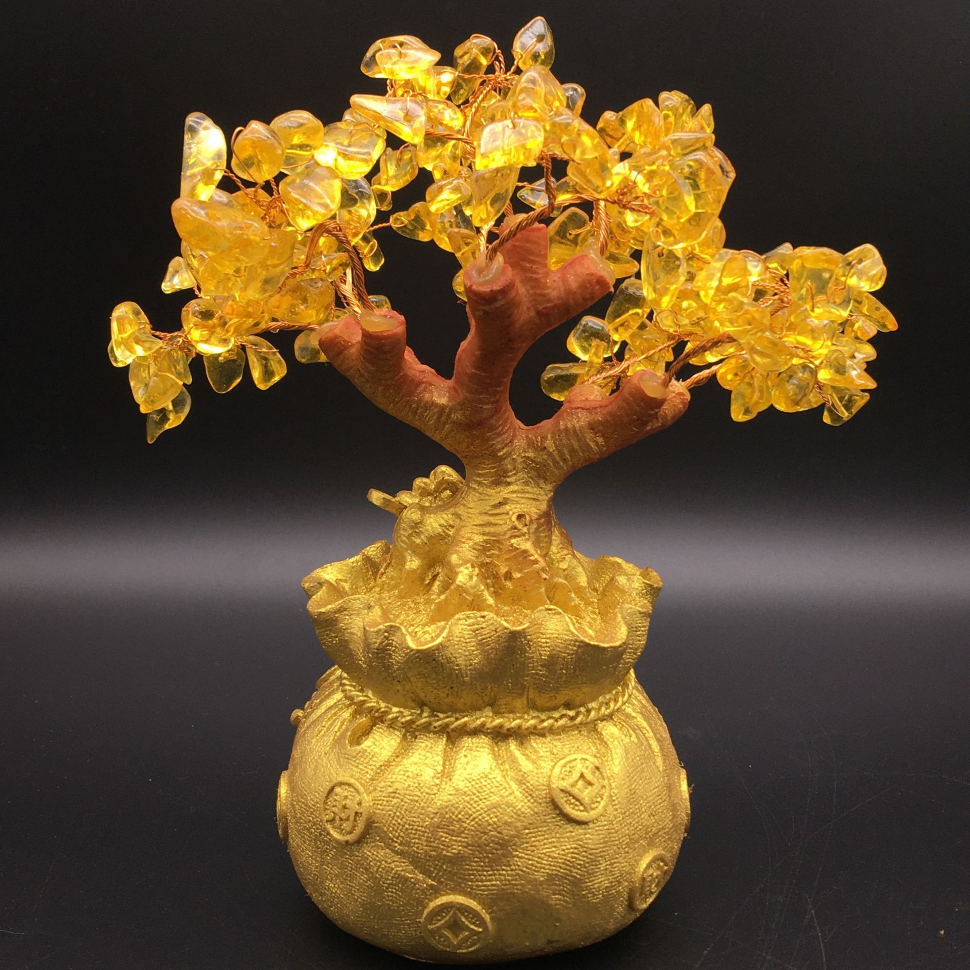 黄水晶钱袋发财树 款式新颖 简单大方 室内摆放 百搭 小摆件