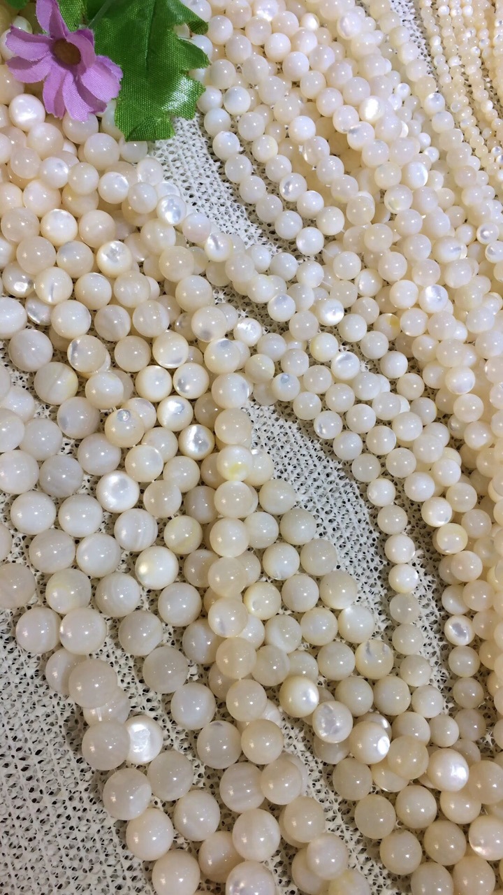 深海珍珠贝圆珠白蝶贝隔珠星月菩提发簪耳环项链配饰搭配配件