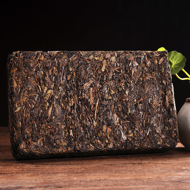 黑茶湖南安化 2017年手筑金花茯砖茶1000g 金花黑茶1kg 茯茶 藏茶