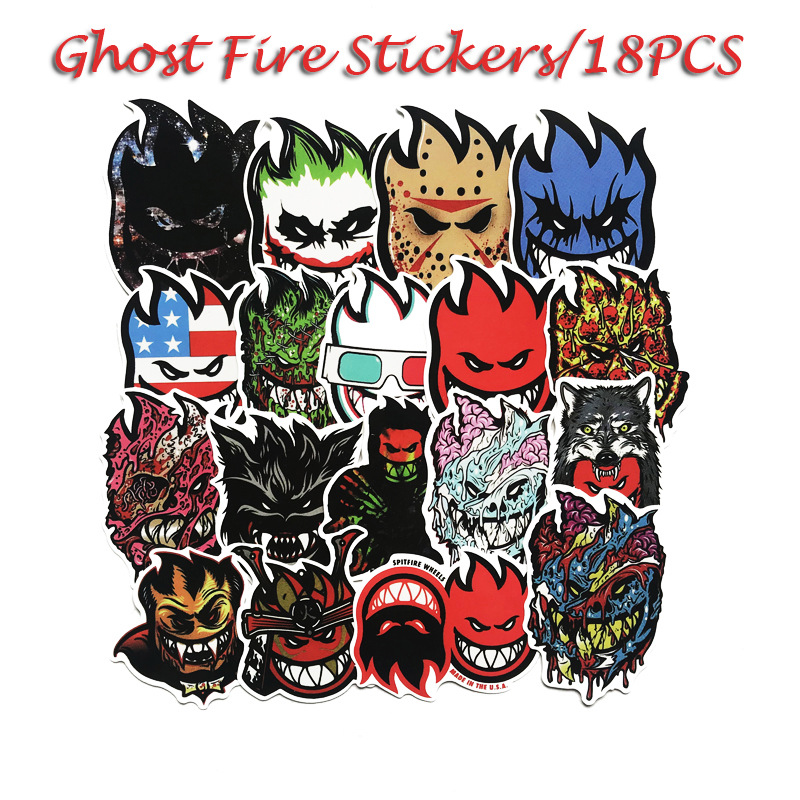 spitfire小火人潮牌汽车滑板贴纸个性潮牌笔记本旅行箱拉杆箱贴纸