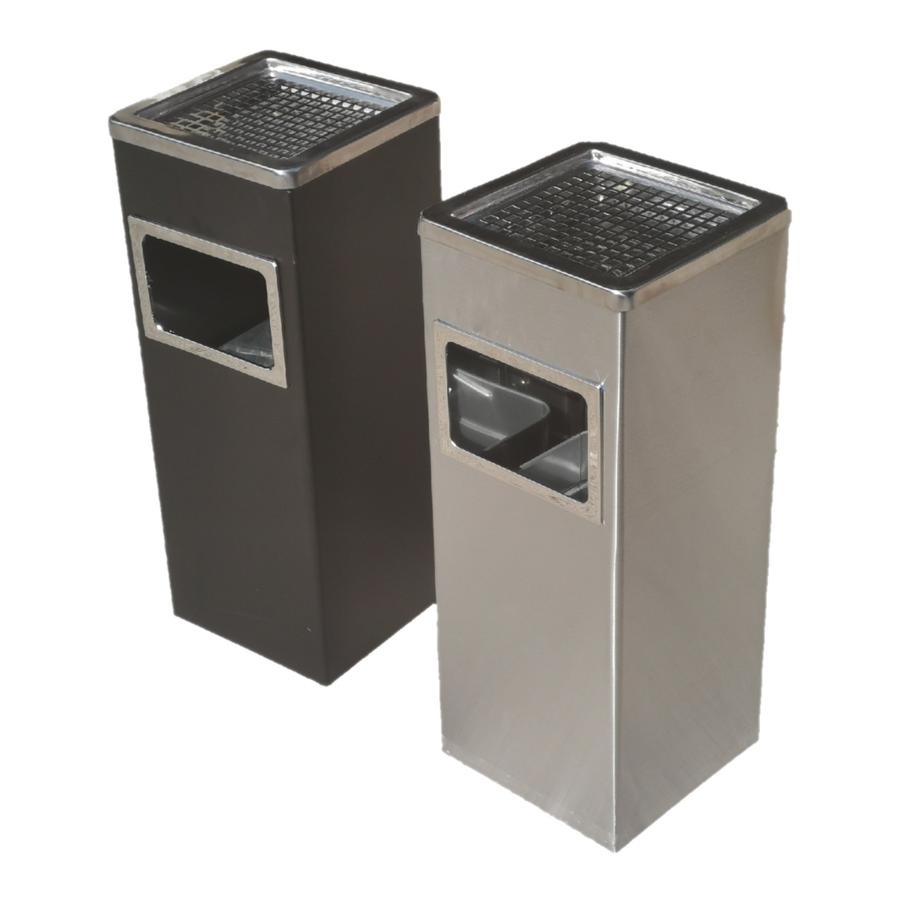 酒店大堂垃圾桶 无盖长筒形宾馆垃圾桶 不锈钢正方形烤漆丽格桶