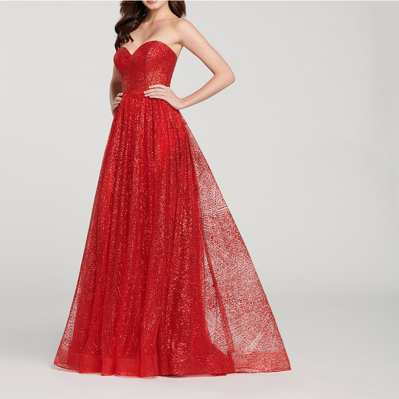 晚礼服女仙气飘纱2019爆款修身显瘦酒会性感气质红色长款抹胸礼服