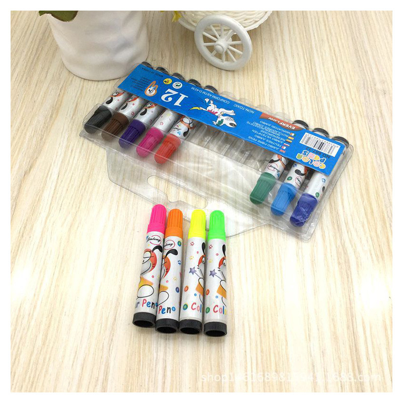 12 Colors Watercolor Pen Drawing Pen 2 Yuan Store Hot Sale Children's Painting Graffiti Pen