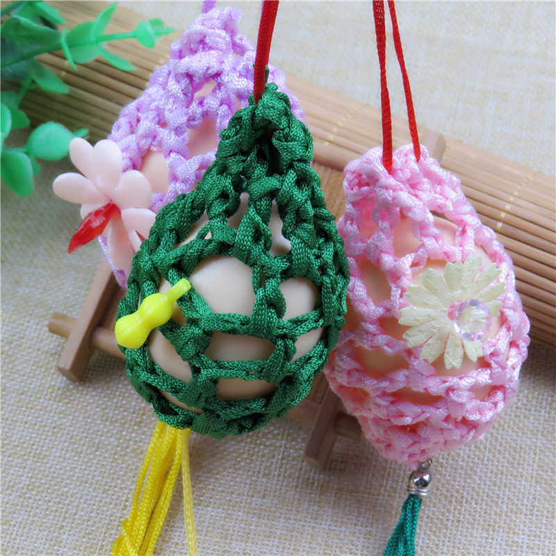 手工编织毛线蛋网袋成品立夏端午节蛋袋小孩挂脖鸡蛋兜端阳小礼物