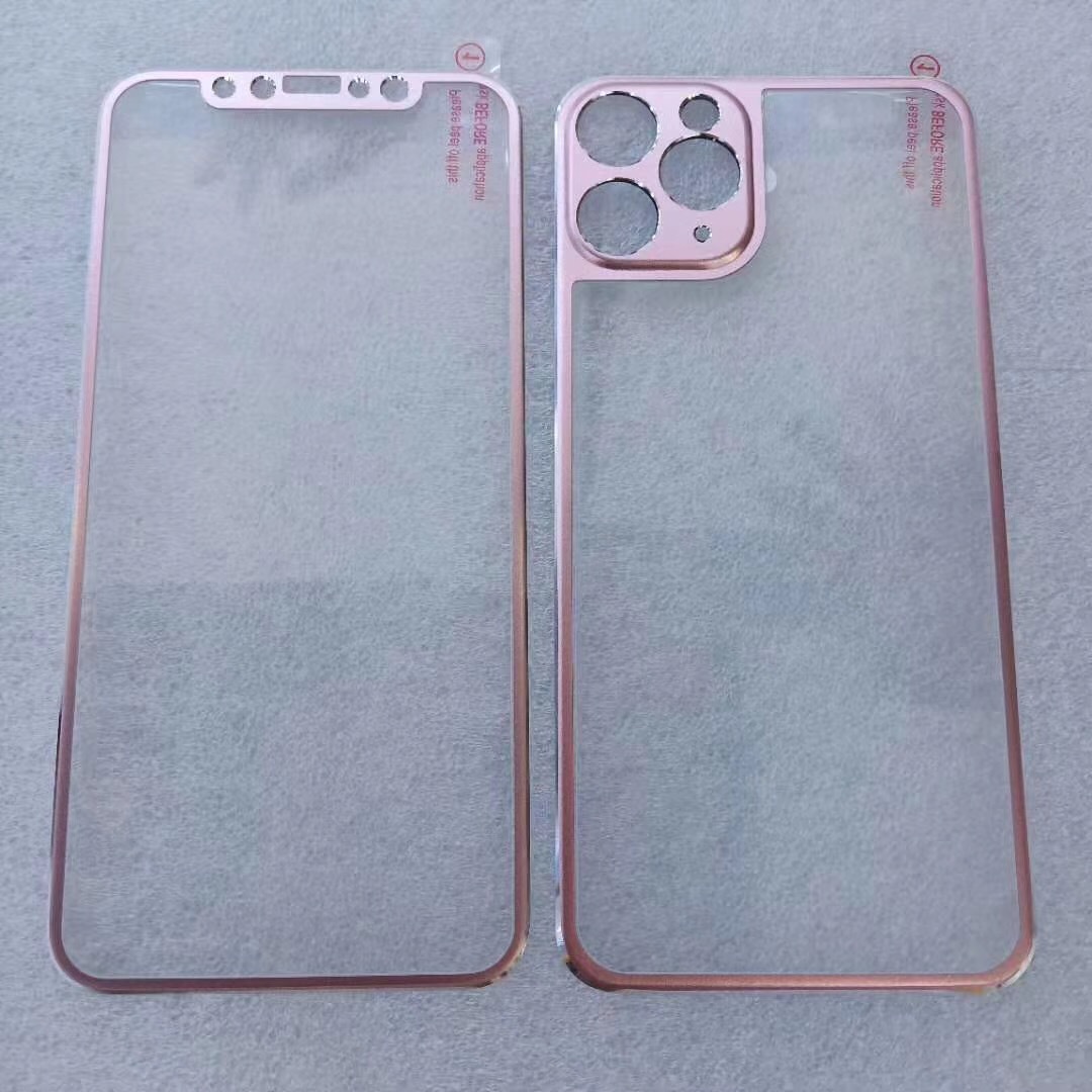 适用苹果x钛合金小边钢化玻璃膜iphone11pro钛合金金属前后膜批发