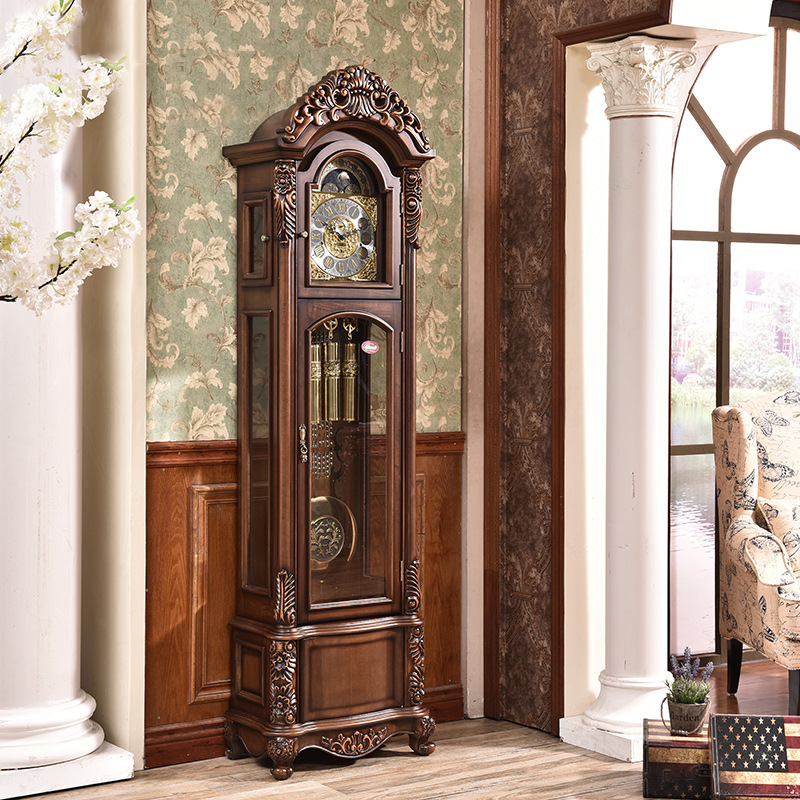 德国赫姆勒机械落地钟实木客厅摆钟美式复古立式大钟欧式座钟落地