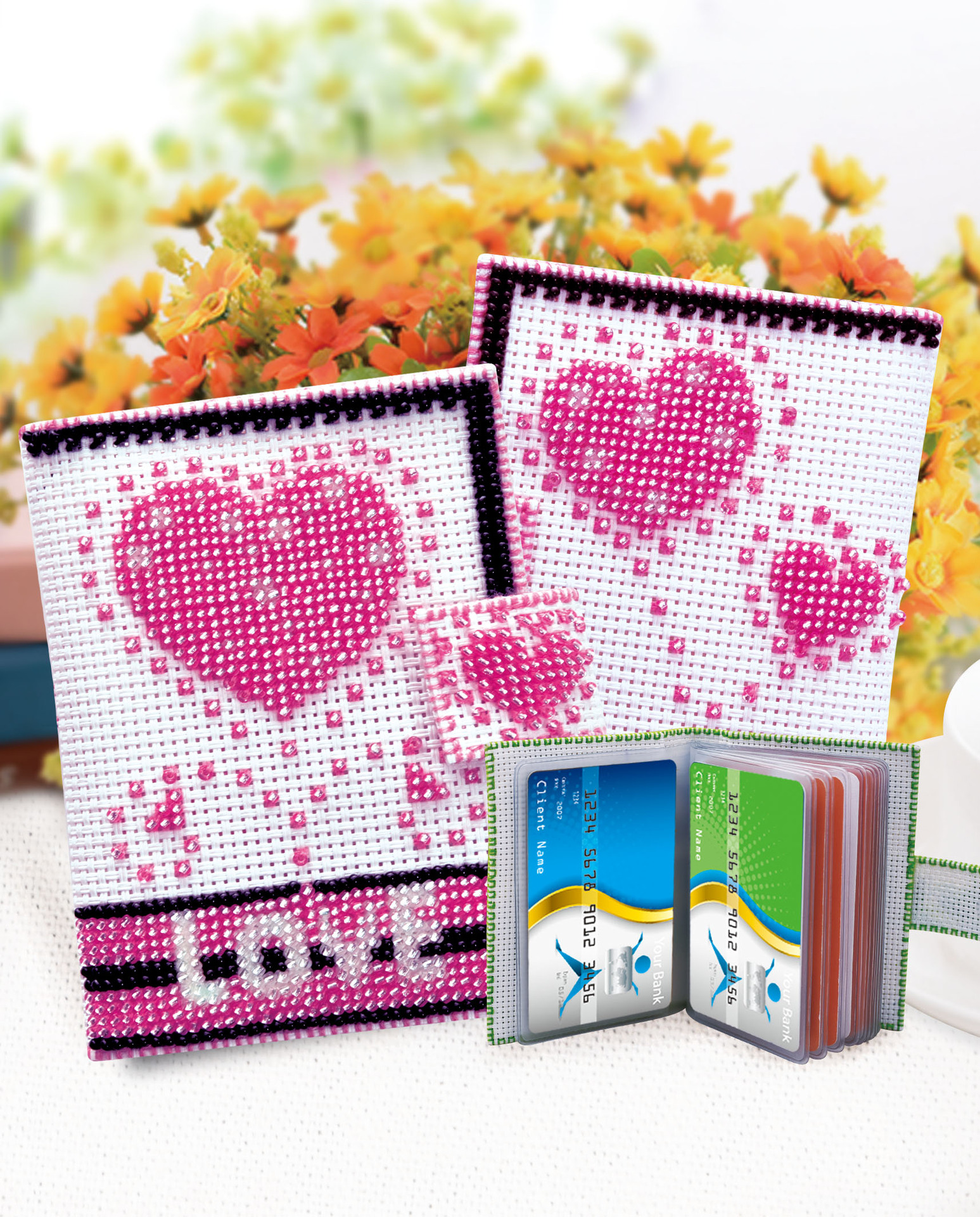 新款手工diy印花十字绣穿珠绣卡包银行公交卡身份证卡通动漫卡套