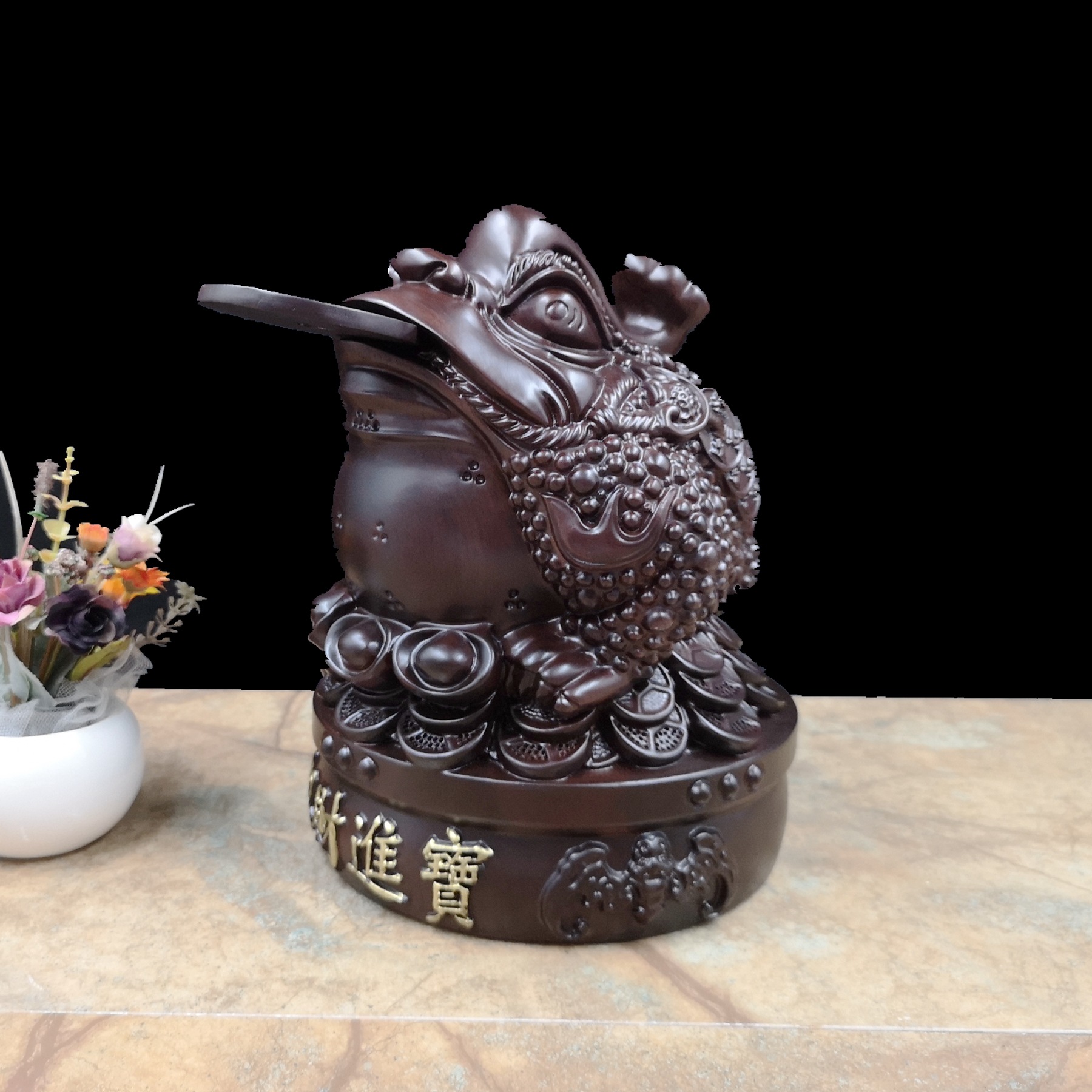 黑檀金蟾木雕大摆件实木工艺礼品动物蟾蜍创意家居客厅装饰品