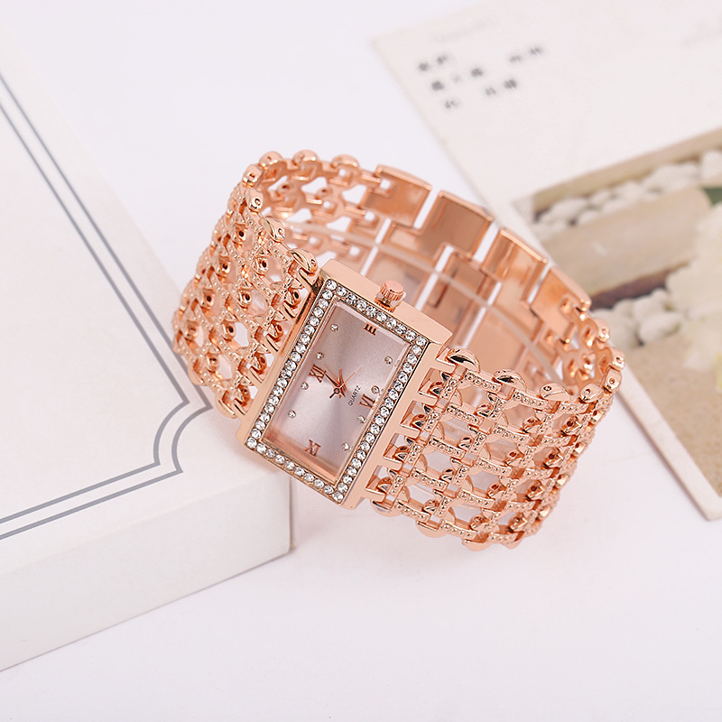 Cross-Border Hot Hollow Watches Watch Fashion Alloy Square Broadband Women's Bracelet Watch Atmospheric Goddess Watch