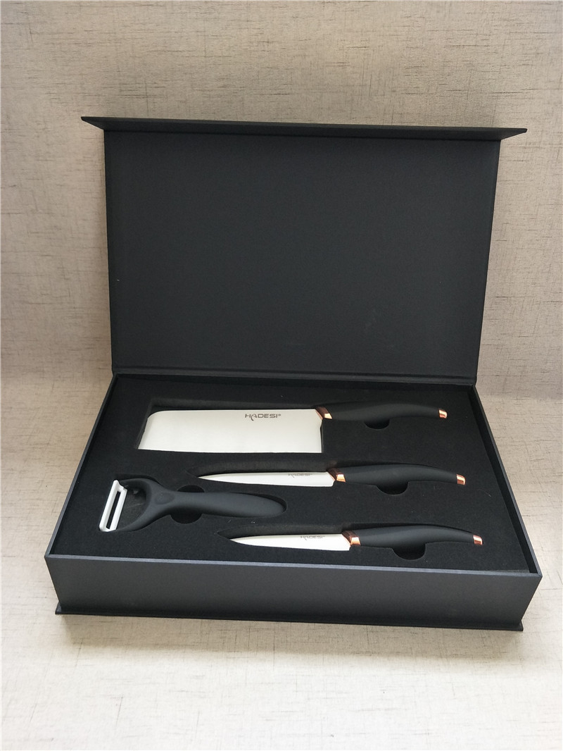 厂家直销 陶瓷刀4件套 加宽大菜刀水果刀削皮器 厨用刀具礼盒套装