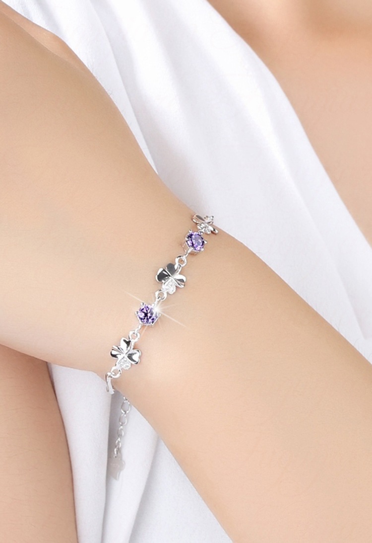 韩版高档手饰幸运草手链女镶水晶手链情人节热卖饰品厂家批发