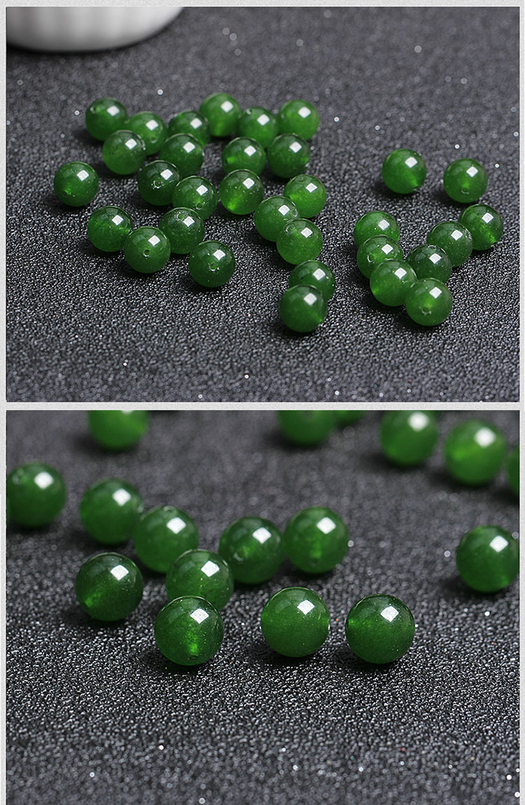 仿和田碧玉散珠子菠菜绿玉髓翡翠玉圆珠diy手工串珠手链项链材料