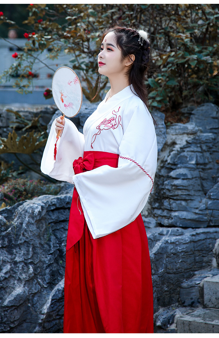 重回汉唐汉服情侣明曜日常非古装中国风刺绣交领齐腰襦裙男女同款