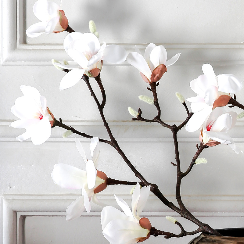 仿真玉兰花假花花插花器花束家居客厅餐厅花束单支装饰摆设工艺品