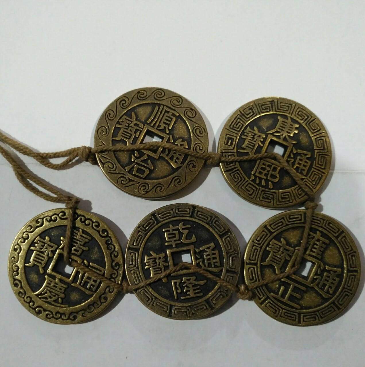 直径43mm厚3mm仿古花边纯铜铜钱成套成串出售