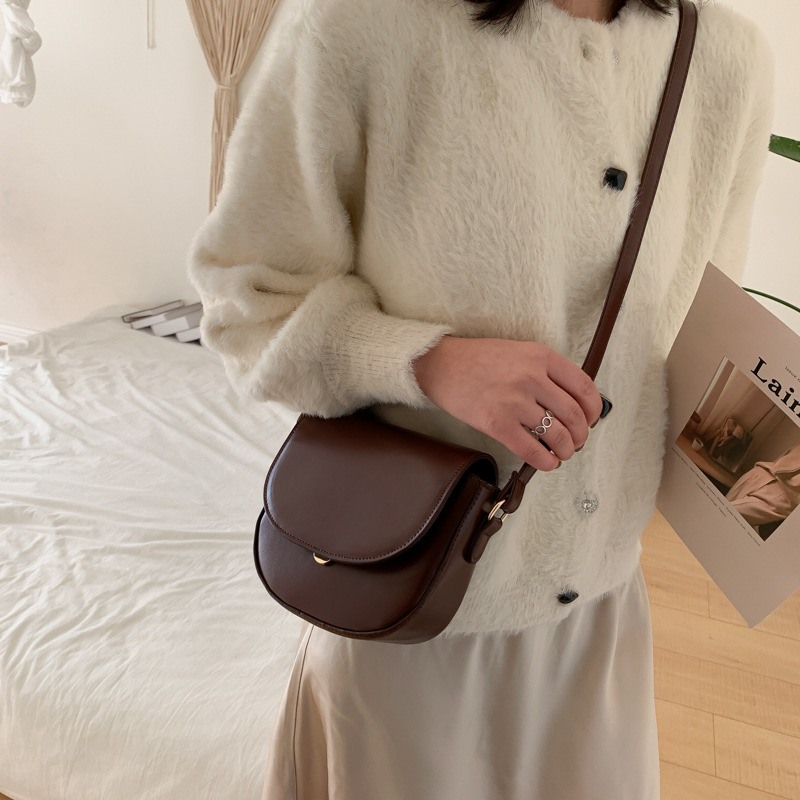 Autumn and Winter High Quality Small Bag Women's 2019 Autumn and Winter New Korean Style Crossbody Saddle Bag Fashion Solid Color Mini Shoulder Bag