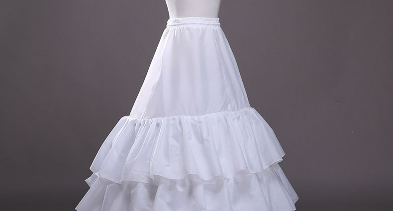 新娘婚纱裙撑配饰欧美鱼骨裙撑薄款白色俩钢三荷叶裙撑松紧腰撑裙
