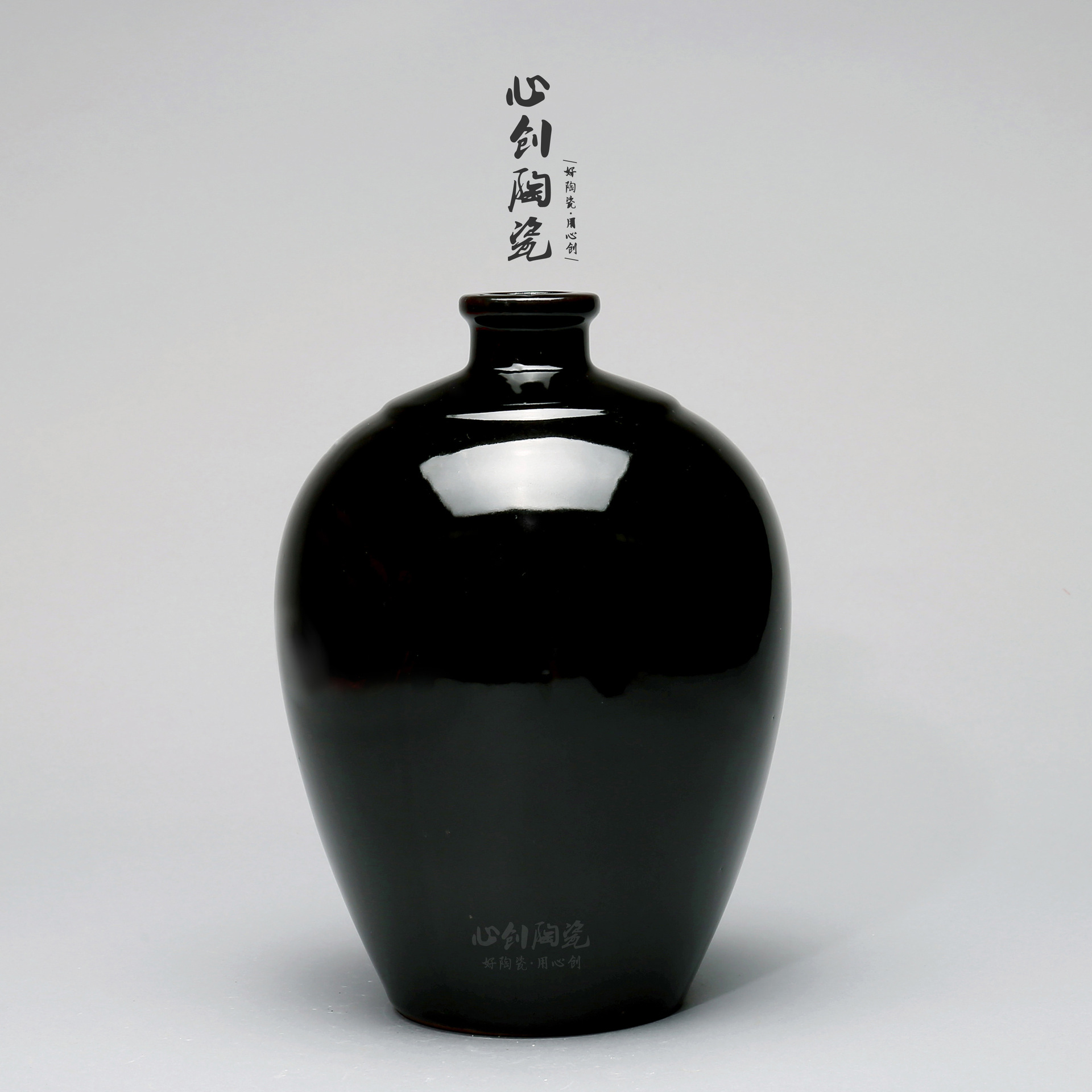 2斤装陶瓷酒坛黑釉小口白酒黄酒米酒陶瓷瓶宜兴土陶酒瓶