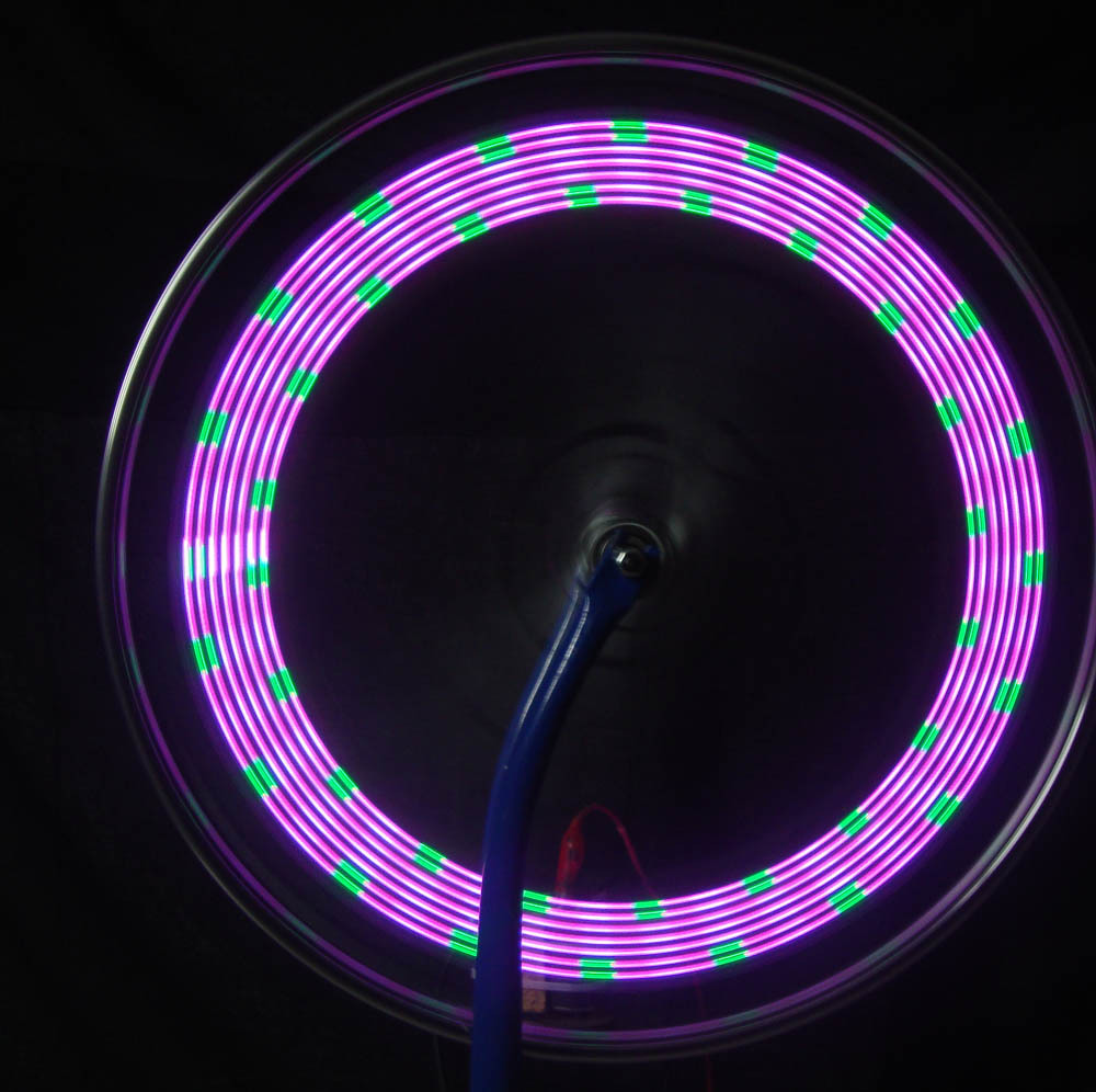 自行车双面风火轮钢丝灯14led32真彩图全彩警示感应车轮辐条灯105