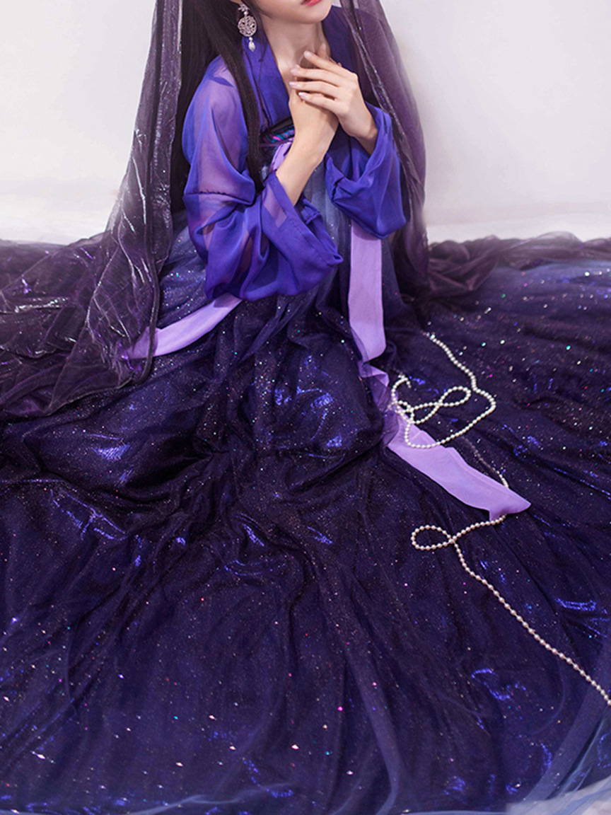 北极星汉服女紫色齐胸襦裙中国风夜未央山海星学生日常闪闪的汉服